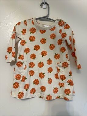 Hanna Andersson Cream Dress with Orange Pumpkin Print